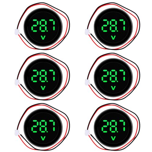 6 Stücke Spannungsprüfer: DC 4-100V Digital Voltmeter Digitale Spannungsanzeige 1.33' 2-Draht 3-Digit LED Anzeige Spannungsprüfer, Drähte Voltmeter für Auto/Motorrad/LKW/Boot