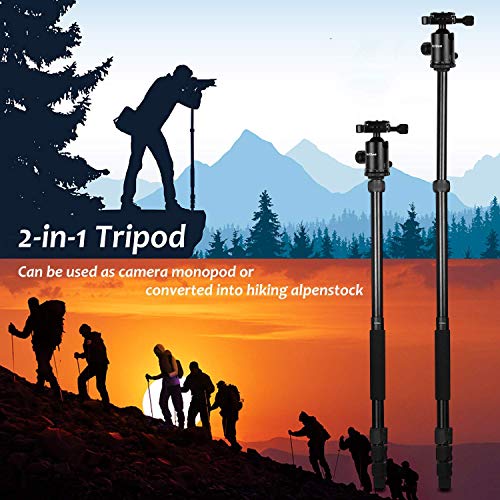 Yotilon SAE Tripod For Camera, 76 Inch Aluminum Dslr Camera Tripod Monopod 360 Degree Ball Head With 1/4 Screw Fast Quick Release Plates For Canon Nikon Sony Samsung Olympus Panasonic & Pentax Travel Work thumb #4