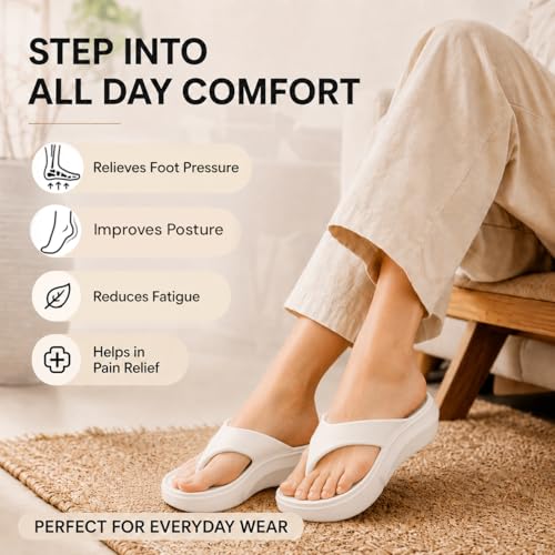 Image of ORTHO JOY Orthopedic Slippers for Women | Soft Cushioned EVA Flip Flops with Arch & Heel Support | Lightweight Anti-Slip Platform Thong Slides for Daily Wear, Indoor & Outdoor