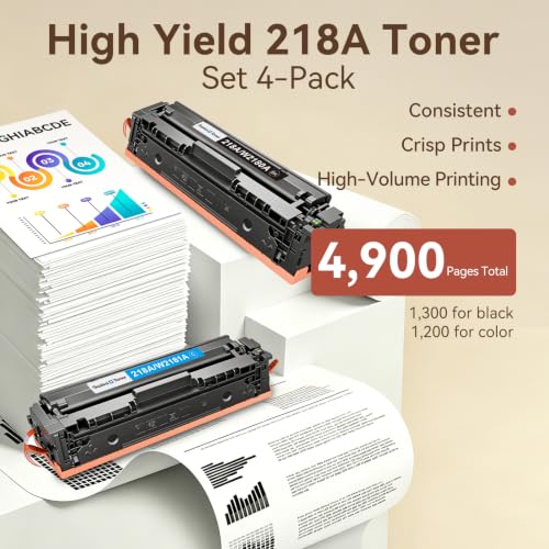 Image of 218A Toner Cartridges 4 Pack Compatible Replacement for HP 218X 218A Toner Color LaserJet Pro 3201dw MFP 3301fdw 3301sdw 3301cdw Printer (Black /Cyan /Yellow /Magenta)