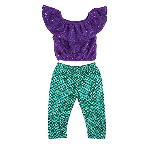 Gucagle Baby Swimsuit Set 3 Pcs Round Dots Sequins Shirt Pants Headband Outfit for Baby Girls Summer Pool Polyester Soft Comfortable Lightweight 3 24 Months 80 90 100 110 120 (100)