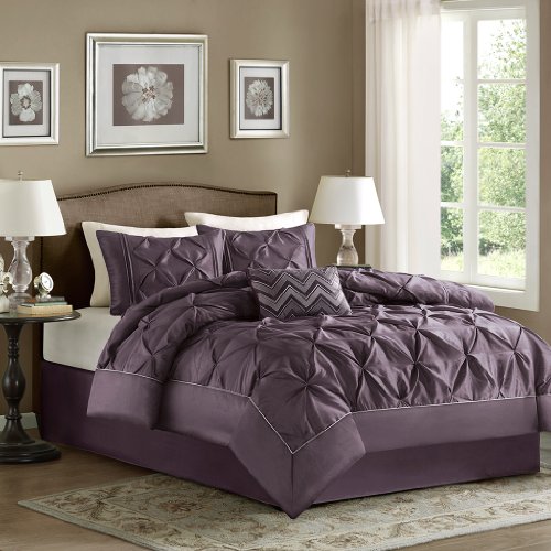 Home Essence Madeline 5-Piece Comforter Set, Queen, Plum