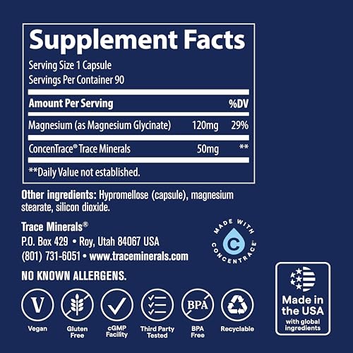 Trace Minerals Magnesium Glycinate Capsules, 120 mg, 90 Count - Image 3
