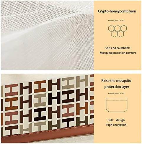 Fabric Bed Drapes Mesh Protection Canopy Shielding Netting,Foldble Portable Mosquito Net Summer Outdoor Bed Canopy Tent Bed Netting Curtains Breathable Canopy Bed Mesh Curtains Get in and Ou