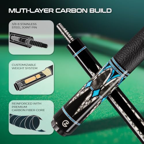 Taco de Billar CUEBOTS Z Wave Carbon Fiber para Principiantes - Primer Taco de Carbono miniatura 2