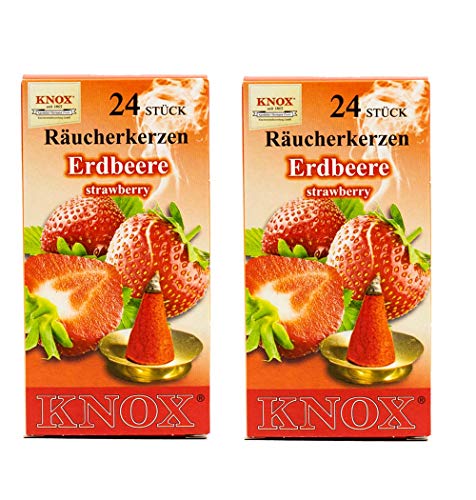 KNOX Lot de 2 cônes d'encens - Fraise - Quantité : 48 pièces - Fabriqué en Allemagne