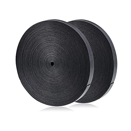 5 m × 15 mm Velcro presilla libre recortable cinta de velcro rollo rollo de cinta de velcro reutilizable almacenamiento seguro de cables y cables (negro) (2) Cover