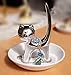 PUDDING CABIN Ring Holder Dish, Sliver Cat, Jewelry Storage for Women, Cat Lover Gifts, Christmas, Mother's Day, Birthday, Wedding, Engagement, Valentine's Day