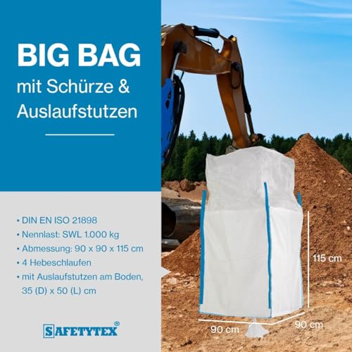 Big Bag mit Schürze und Auslaufstutzen, weiß, 90 x 90 x 115 cm