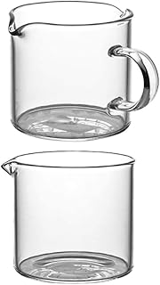 Cabilock 2 sztuki dzbanek na mleko, sosjerka, dzbanek na mleko, kubek z miarką, dzbanek na śmietanę, mini szklany dzbanek z podwójnym ustnikiem, pojedynczy ust, do kawy, mleka, kawy, dzbanek do mierzenia jajek, śmietany, sosu