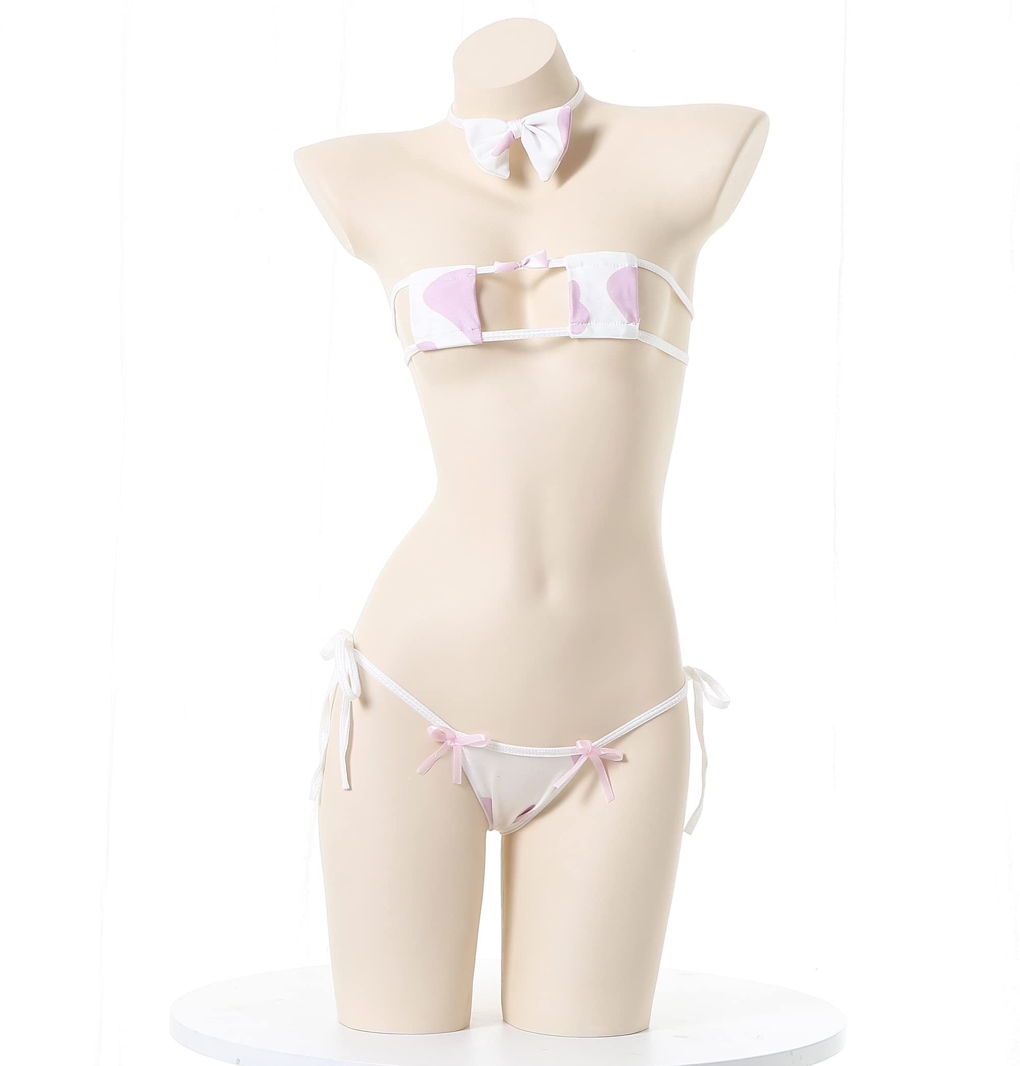SINROYEE Women's Sexy Cow Cosplay Bikini - Kawaii Lolita Maid Anime Lingerie Set