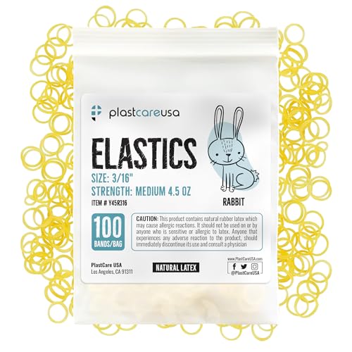 1000 (3/16" Rabbit, Medium 4.5 Oz) Orthodontic Latex Elastic Rubber Bands for Braces - Multi-Size Dental Elastics Kit, Heavy-Duty Ortho Bands for Gap Closure & Teeth Alignment (10 Bags of 100)