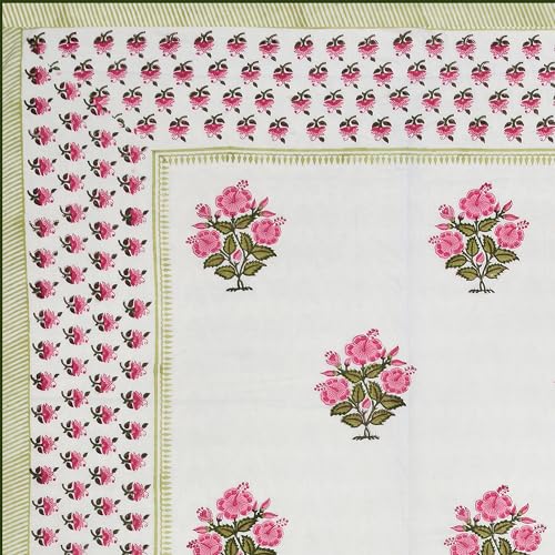 Image of BLOCKS OF INDIA 100% Cotton Dohar King Size Reversible Hand Block Printed Malmal Summer Dohar /Blanket (Color 11)