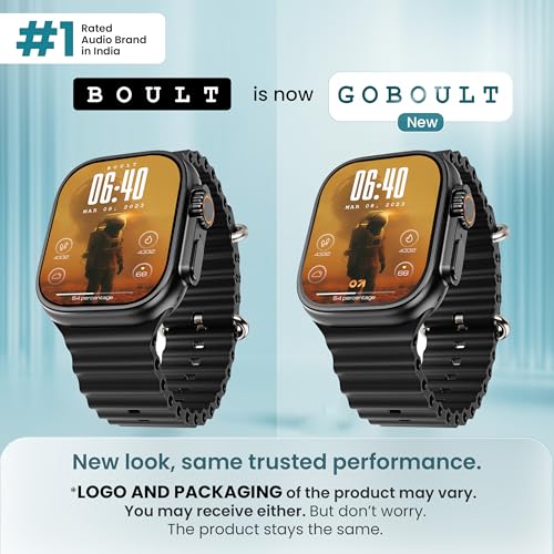 Image of Boult GOBOULT (Formerly Crown Pro Smart Watch 2.01'' AMOLED, BT Calling, Working Crown, Zinc Alloy Frame, AI Voice Assistant, SpO2 Monitoring, 120+ Sports Mode (Black)
