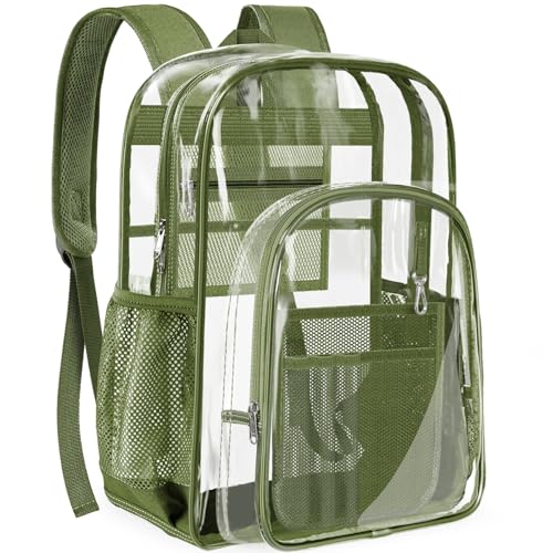 Image of PAMANO Clear Backpack Transparent Heavy Duty School PVC Bookbag See Through Bag Boys and Girls for College Work Travel Security