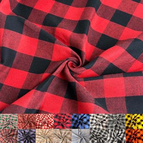 Cotton Blend Plaid Fabric by The Yard Checkered Gingham Fabric for Sewing Christmas Crafts Quilting Apparel Tablecloths DIY Home Decor