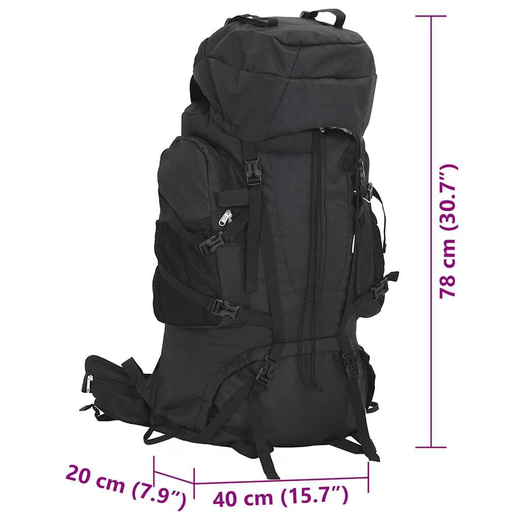 Zaino da Escursionismo Nero 80L Tessuto Oxford Impermeabile Versatile per Outdoor, Escursionismo, Campeggio, Trekking, con Scomparto per Portatile, Stabile, Durevole, Confortevole, Ideale per