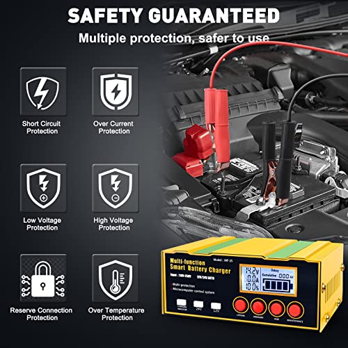 12V 24V Pulse Repair Car Battery Charger for Lithium, Lead-Acid (AGM/Gel/SLA)