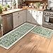 Yamaziot Washable Runner Rug 2x8 – Non Slip Boho Floral Hallway Runner Rug with Rubber Backing, Low Pile Wool Distressed Carpet for Kitchen, Laundry, Bedroom, Entrance, Mottled Green