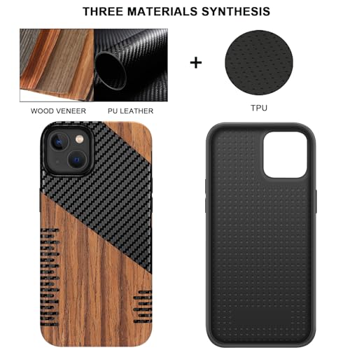 Coque iPhone 14 Plus en bois véritable et carbone élégant - 2