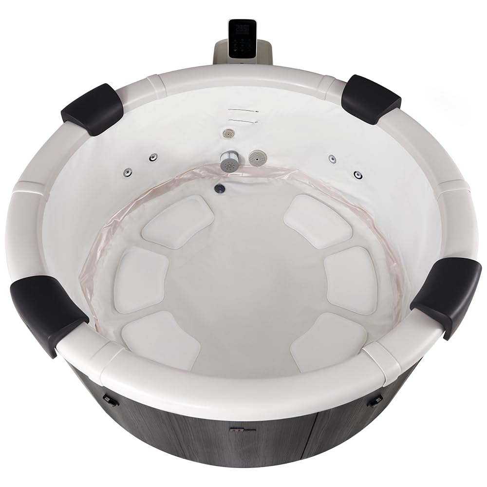 TEMPO STYLE - Vasca Idromassaggio Rotonda MSpa Denver | 1.82 Ø x 0.70 H | 130 getti d'aria massaggianti | 8 Idrogetti | Riscaldatore | Copertura termica inclusa