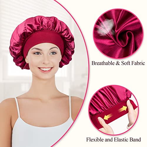 4pcs Satin Bonnet Silk Bonnet for Curly Hair Hair Bonnet Silk Hair Wrap for Sleeping Night Sleep Cap for Women (Gold, Silver - Image 2