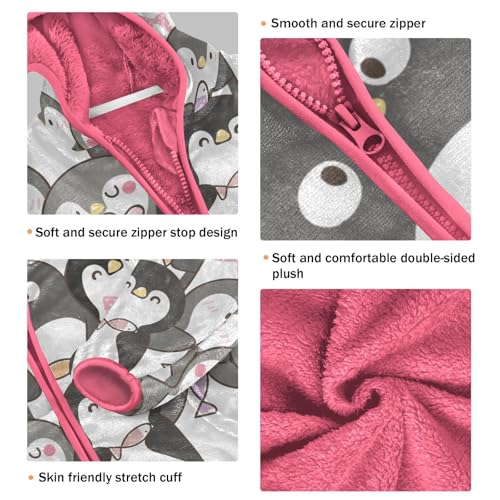 OTVEE Cute Cartoon Penguin Animals Kids Hoodie Jacket Fall Spring Full Zip Warm Outwear Coat3