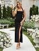 MEROKEETY Women's Wedding Guest Dress Summer Sleeveless Halter Backless Slit Ruched Beach Cocktail Formal Maxi Dresses, Black, S