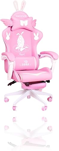 Silla de juegos con reposapiés, cómoda silla ergonómica de escritorio para juegos, silla de computadora ajustable, cómodo soporte lumbar reclinable