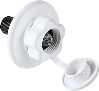 RV City Water Inlet with Check Valve, Brass RV City Water Connection Inlet Replacement RV City Water Fill Inlet Flange 3" to 1/2" Threaded Tube (White)