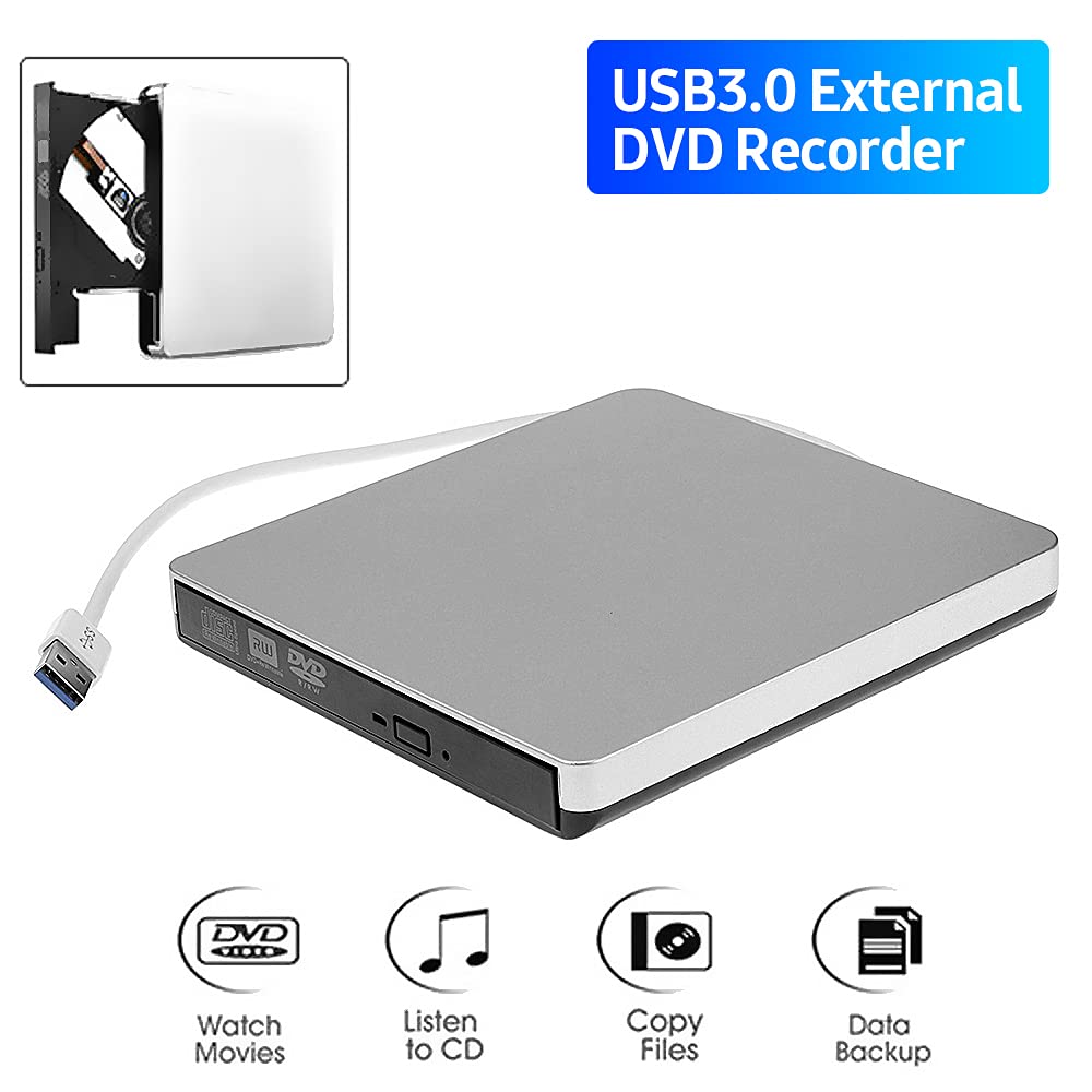 USB 3.0 Unità ottica esterna ultrasottile CD-RW Unità di scrittura DVD-RW Lettore CD/DVD Registratore DVD portatile per Windows/OS,Registratore DVD