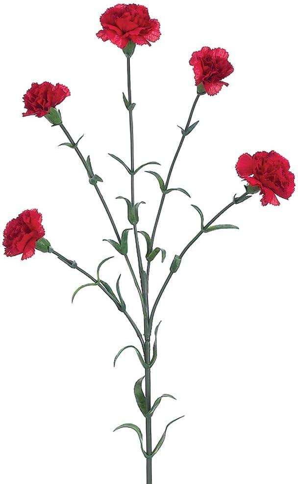 27.5" Silk Mini Carnation Flower Spray -Crimson (Pack of 12)