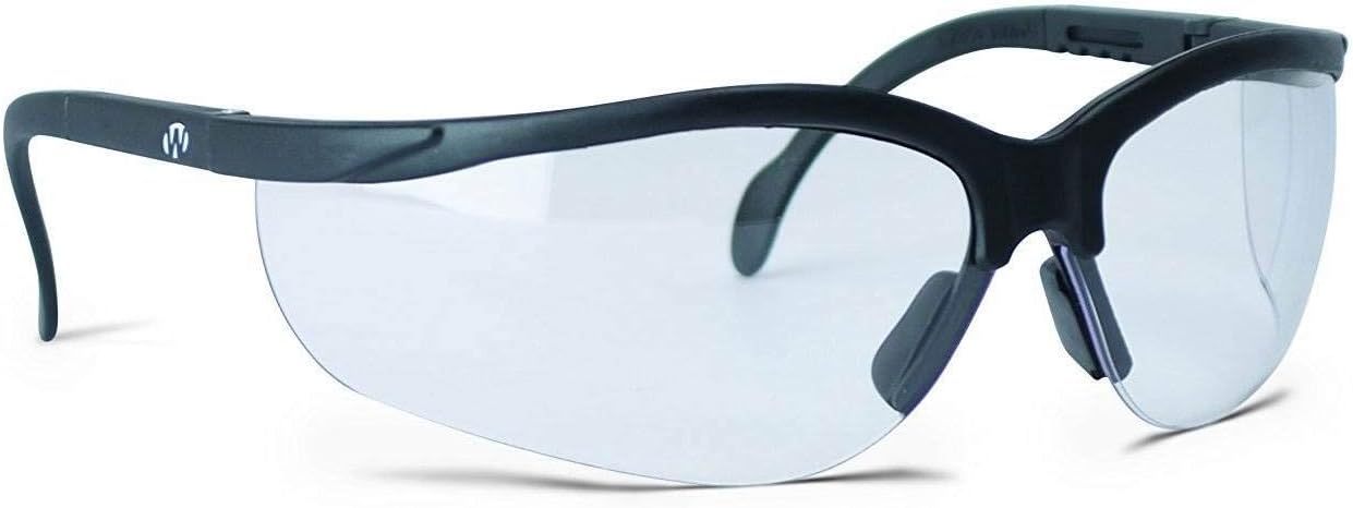 Walker's Sport High-Grade Polycarbonate Lenses Half Frame Soft Rubber Nose Piece Adjustable Safety Shooting Glasses, Clear