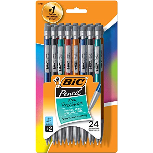 BIC Xtra-Precision Mechanical Pencil, Metallic Barrel, Fine Point (0.5mm), 24-Count (2 Pack (24-Count))