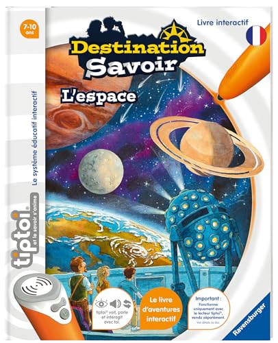 Ravensburger - tiptoi®- Destination Savoir L'Espace - Livre Interactif Éducatif Sans Écran - Découverte de l'Astronomie pour Enfants dès 7 ans - Lecteur...