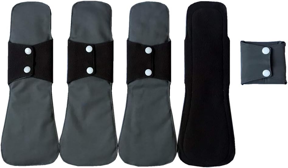 MUMBABY 5pcs 30.5cm / 12inch (Fit) Heavy Flow Charcoal Bamboo Mama Cloth/ Menstrual Pads/ Reusable Sanitary Pads (Fires (Petal), Large)