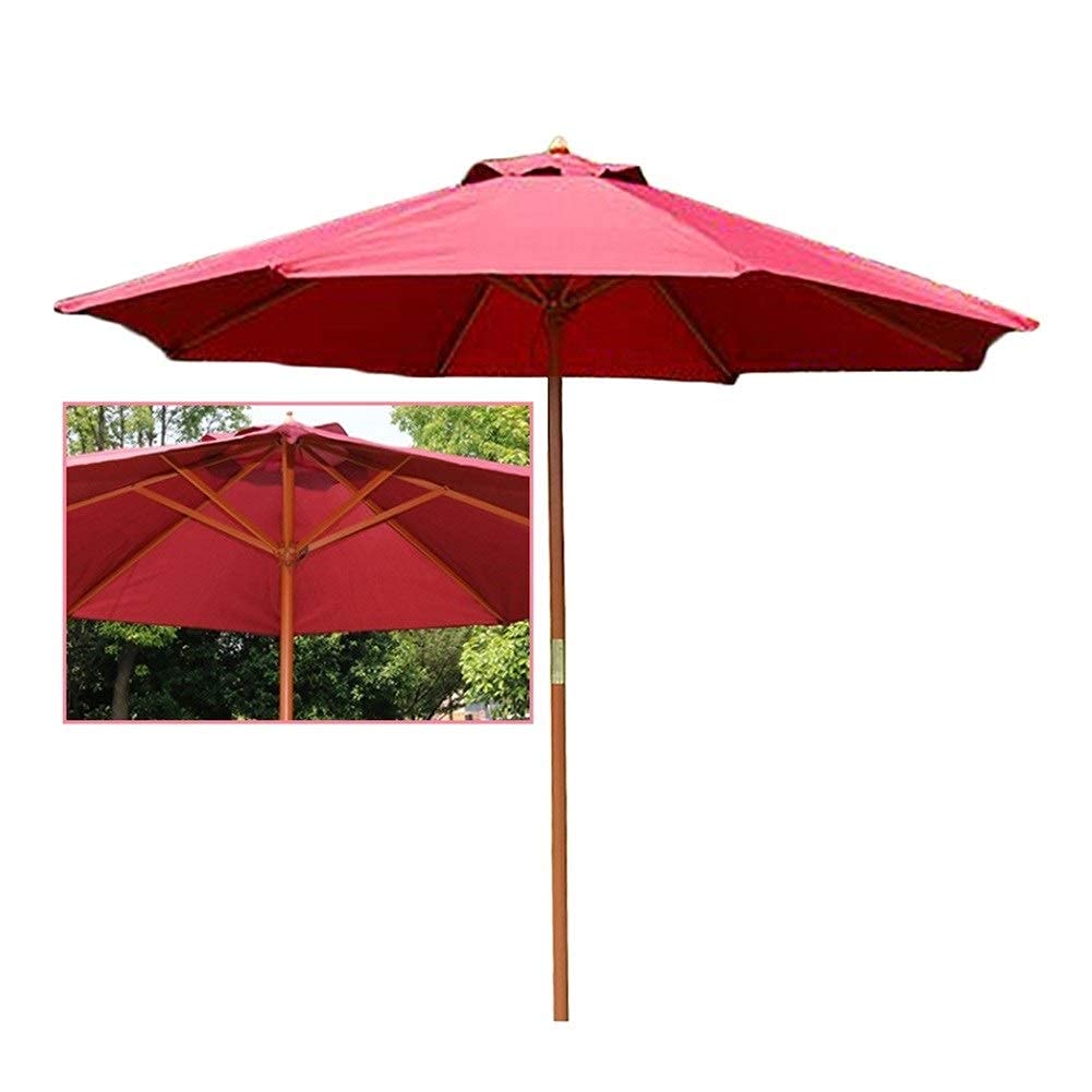 Parasol de madera roja exterior de 2.7 metros con protección UV para terraza 6