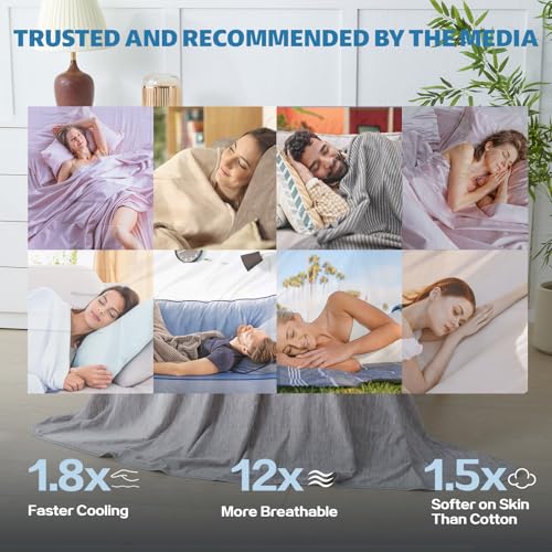 Image of Cooling Blanket Throw Size, 50 inchx70 inch Cooling Blankets for Hot Sleepers, Cold Blanket Thin Lightweight Breathable Soft for Couch Bed, Lightweight Blanket Keep Cool for Night Sweats