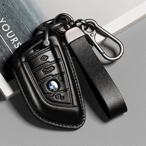 Image of BMW Key Fob Cover Leather Case Lanyard Keychain Holder Key Fob Protector 230i 330i 430i 440i 530e 530i 540i 740i 745e 750i M2 M235i M240i M3 M340i M4 X1 X2 X3 X4 X5 X6 X7 accessories