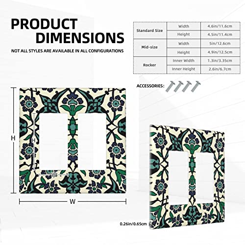 Boho Floral 2 Gang Double Rocker/Decora Light Switch Cover Decorative Outlet Wall Plate Electrical Faceplate Bathroom Home Bedroom Art Panel Decor #TOP4