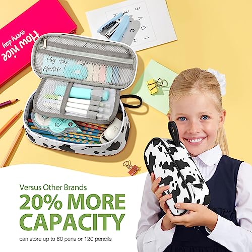 Image of Jcocylse Large Capacity Pencil Case Portable Pencil Pouch Bag School Supplies for College Students Girls Boys Adults (Cow)