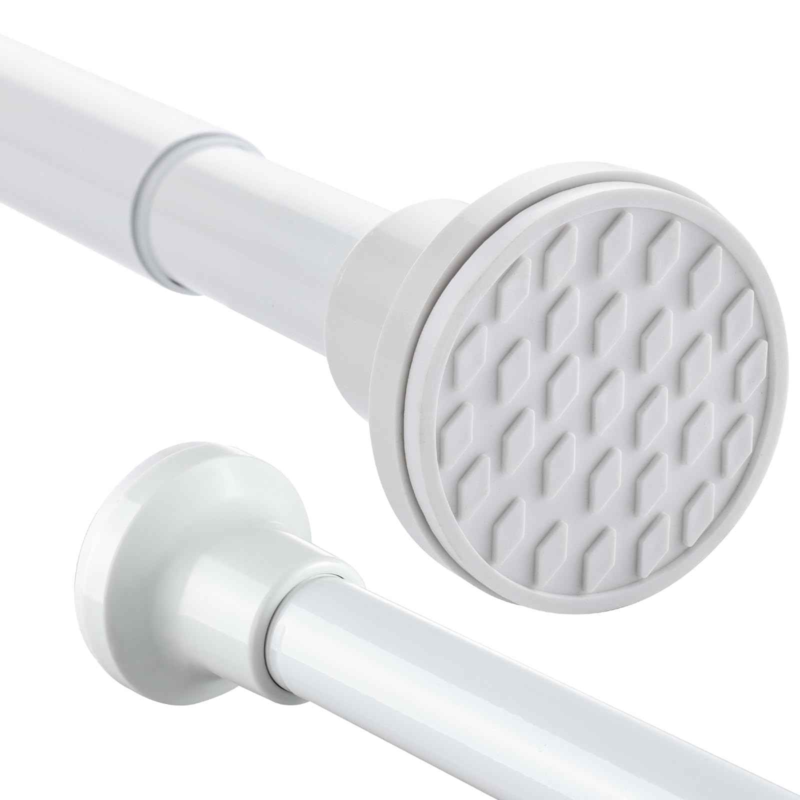 Extendable Shower Curtain Rod 168-316cm Stainless Steel Shower Curtain Pole Spring Tension Rod Adjustable Telescopic Pole No Drilling for Bathroom Bedroom Window Closet Kitchen Wardrobe, White