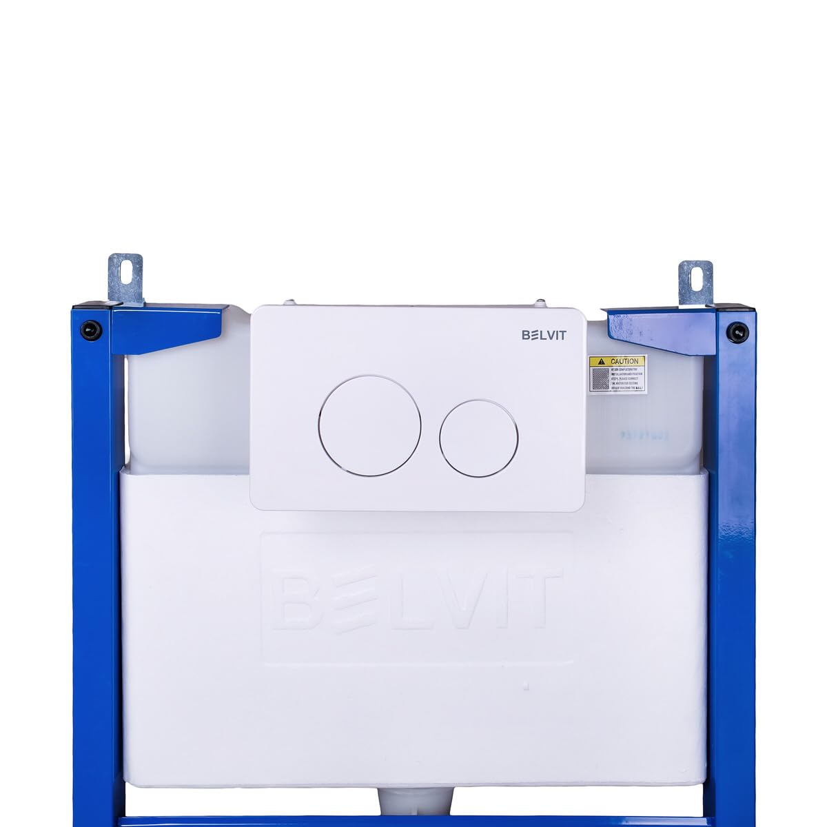 Belvit Wand WC Komplettset mit Vorwandelement 75-82 cm, spülrandloses Hänge WC mit Softclose Sitz, Unterputz Spülkasten, Drückerplatte, WC Set für Trockenbau, wandhängende Toilette, Weiß