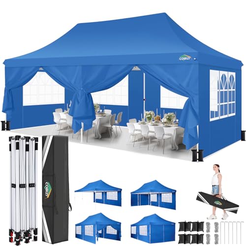 COBIZI Gazebo Pieghevole 3x6 m, Impermeabile con Parti Laterali