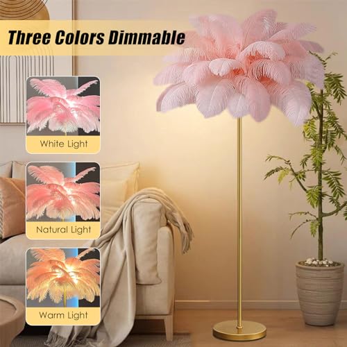 Lámpara de pie de plumas con base de resina para una decoración elegante 2