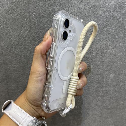 Étui de protection transparent pour iPhone 14 Plus blanc avec dragonne