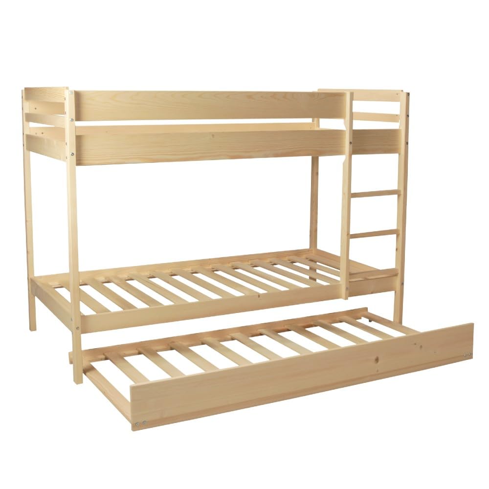 LIT SUPERPOSE WALLY 90x190 + 2 SOMMIERS + 1 LIT TIROIR/ Bois clair