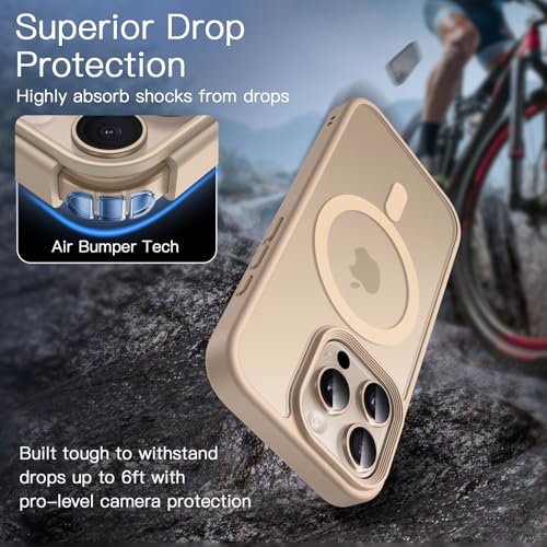 Image of JETech Magnetic Matte Case for iPhone 16 Pro, Desert Titanium | Cover Compatible with MagSafe, Camera Control Button, Translucent Matte Back, Slim Shockproof Protection