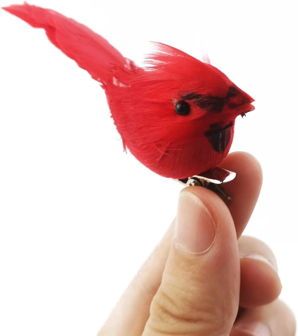 GXXMEI 20PCS Christmas Mini Cardinal Clip on Tree Ornaments Bird Decorations, Artificial Red Cardinal Birds Ornament with Metal Clip for DIY Crafts Christmas Tree Gardening Wreath Decoration - Image 3