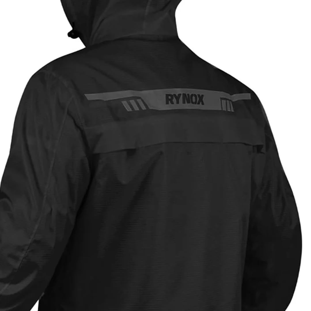 Rynox Unisex Adult H2Go Pro 3 Rain Standard Length Jacket I 15000mm Waterproof Nylon Shell | Motorcycle Riding Rain Jacket | Heat Sealed Seams | Drycore WR Zippers - Black, 5XL - Image 6 thumbnail